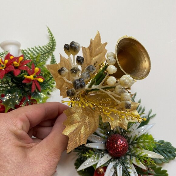 Vintage Christmas Corsages Pretty Foil Leaves Baubles Pine Cones Bells - Picture 5 of 7